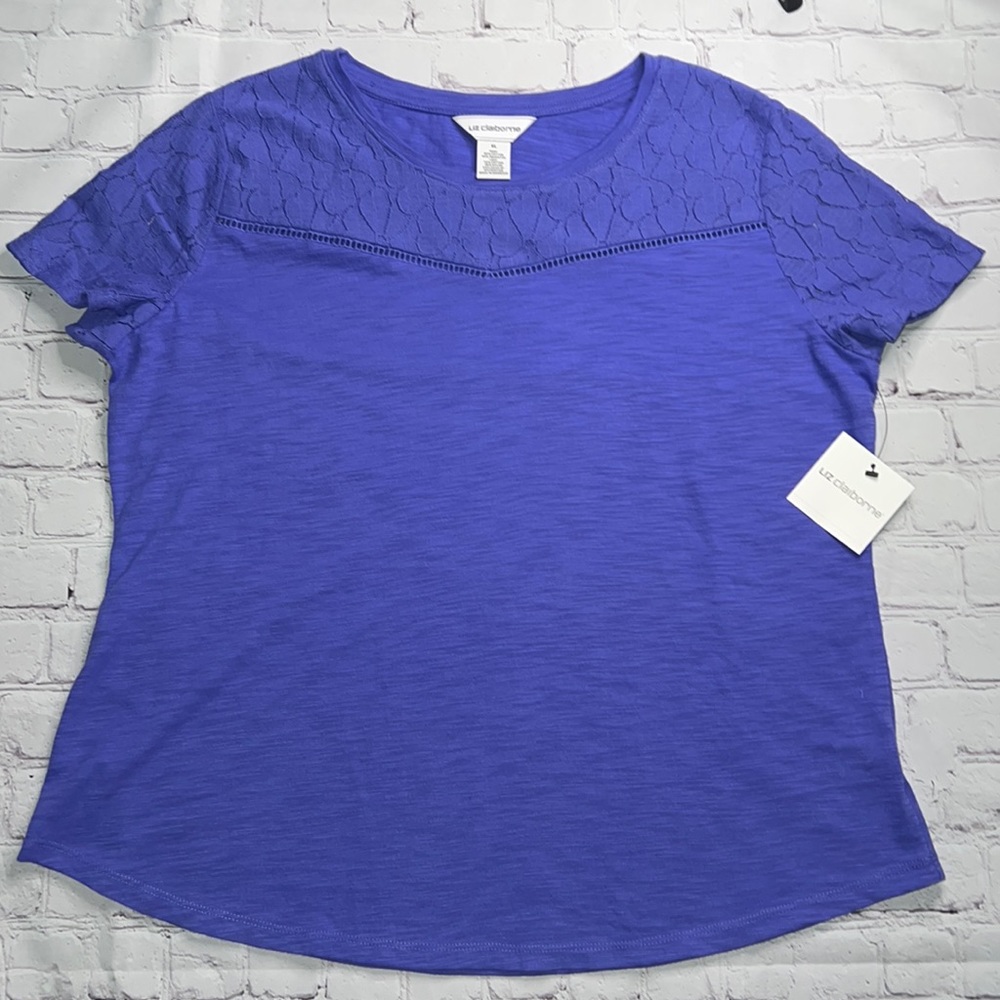 Liz Claiborne Indigo Blue Short Sleeve Tshirt | Size XL